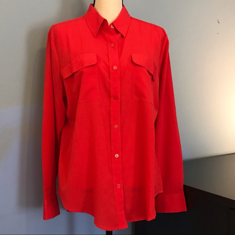 Apt. 9 Button Up Shirt in a Poppy Red